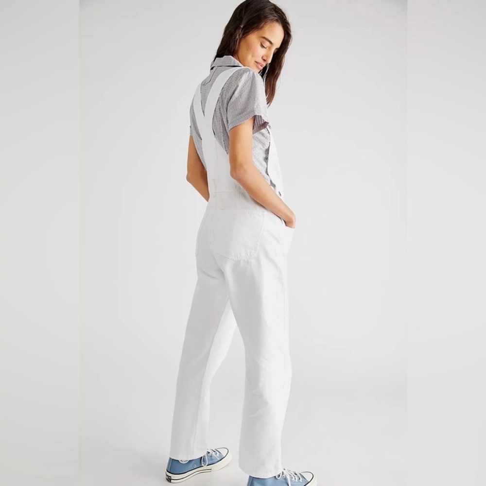 Free People We The Free Ziggy Denim Overalls in Optic White - Size S - Picture 3 of 9